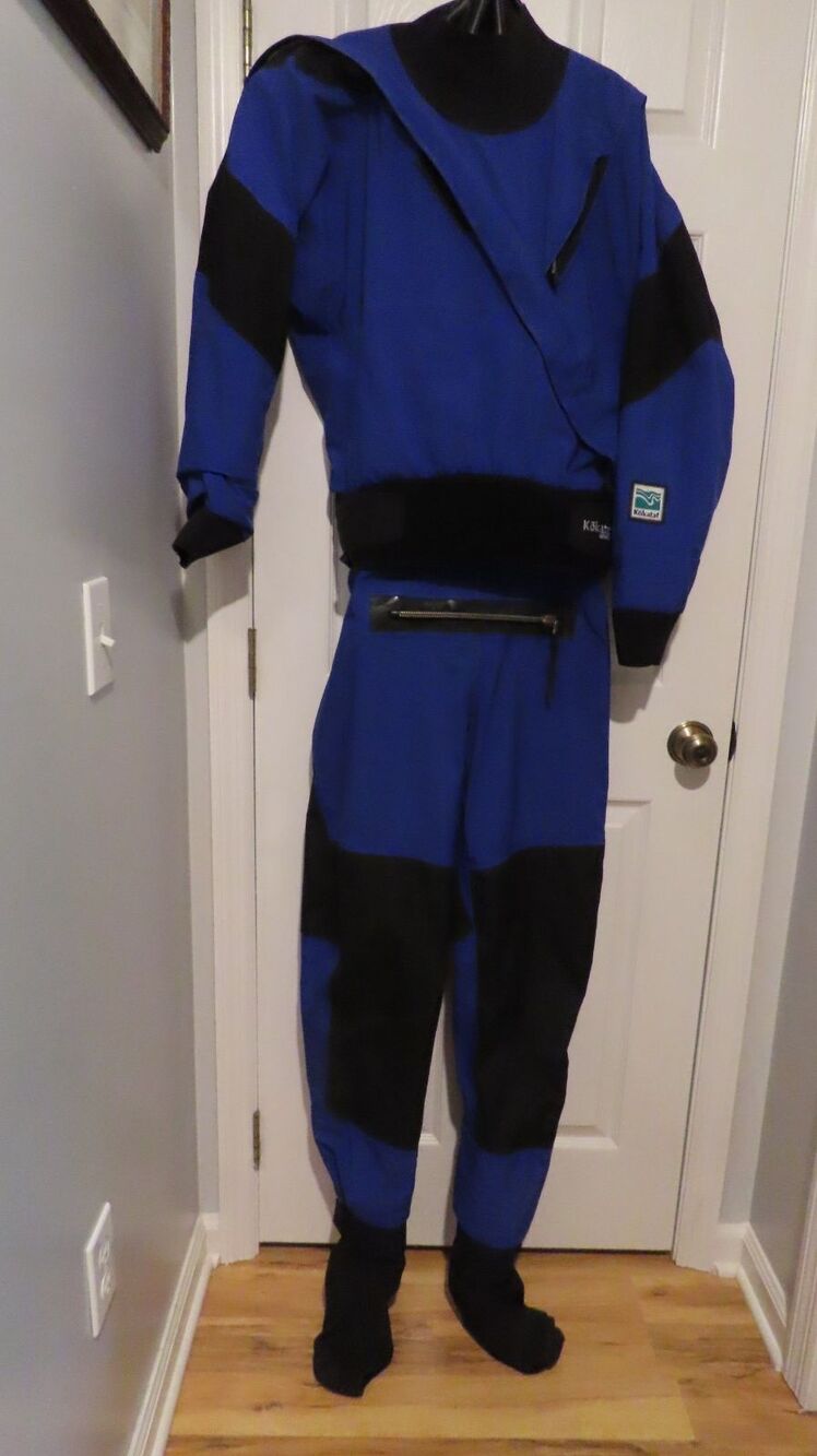 Kokatat Gore-Tex Dry Suit Men's LHM Large Husky Blue/Black Kayak Paddling